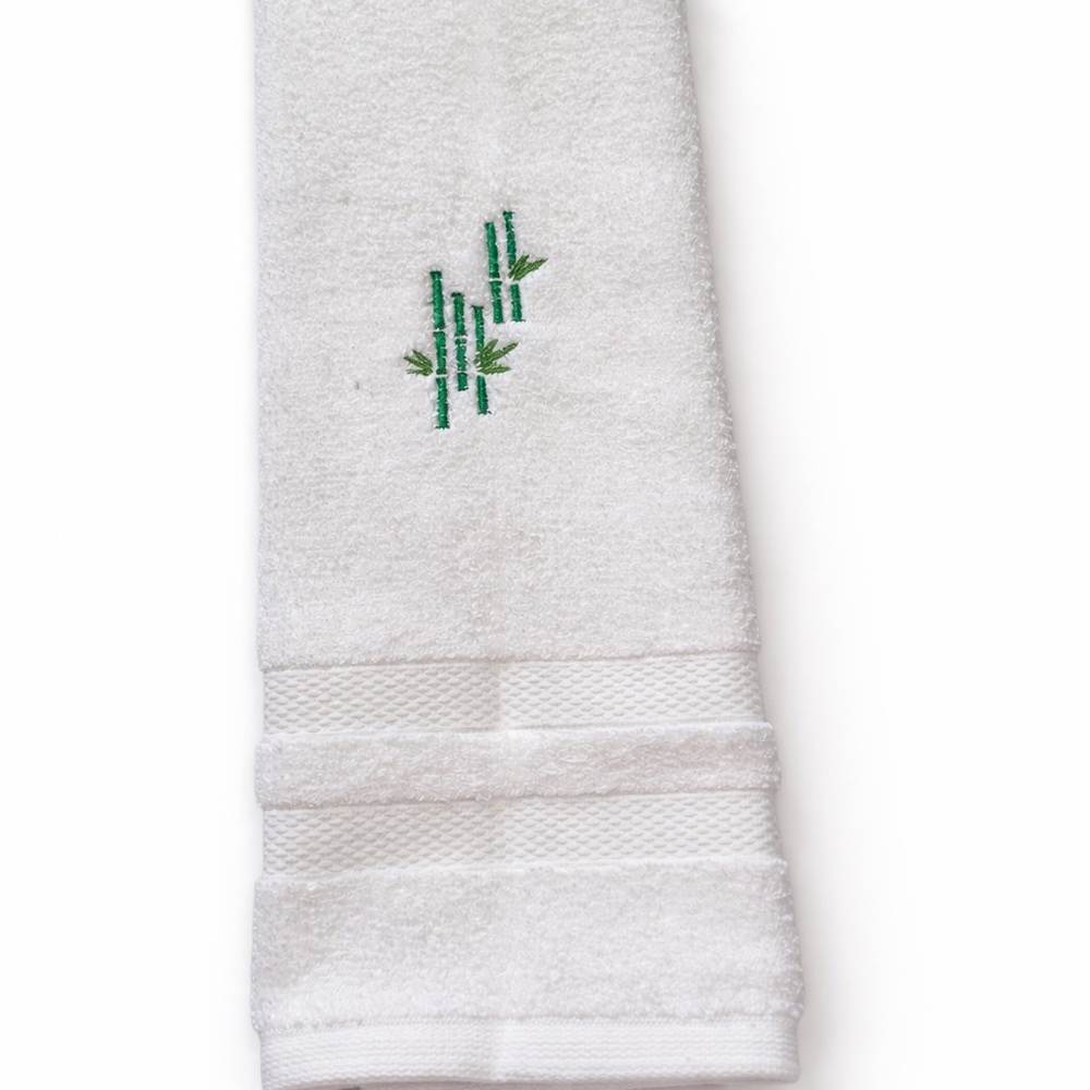 Mahjong Bam Bamboo Embroidered Hand Towel White Hostess Gift